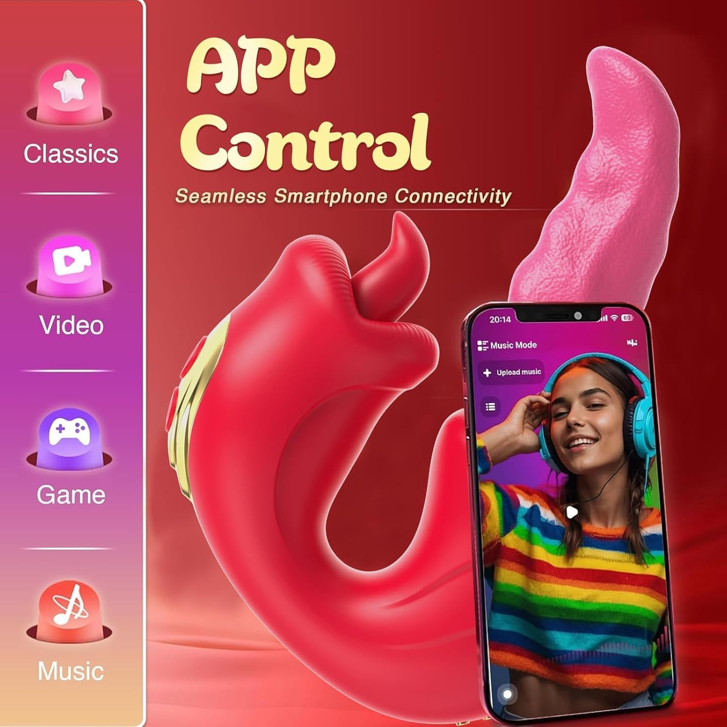 Tongue Vibrator Women Sex Toys - APP 3 in 1 Tongue Toy for Women Rose Sex Toys G Spot Vibrator Tongue Dildo with 10 Licking 10 Flapping Rotation 10 Vibrating Mode, Mouth Clitoral Stimulator Pleasure Tool Couple Adult Toys image number 4