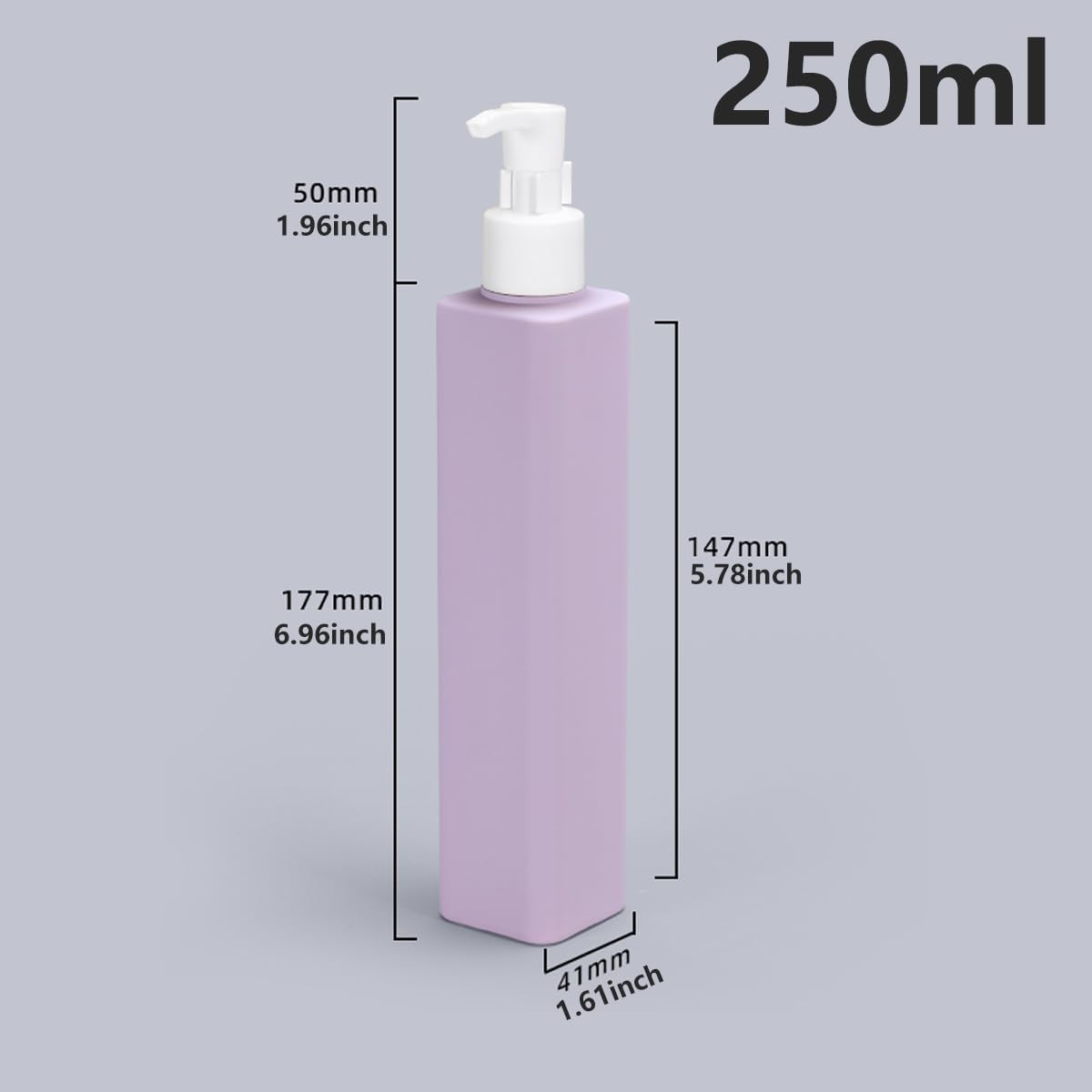 AIMALL 5 PCS Precision Pump Dispensing 250Ml, Convenient Refill Square Bottle for Liquid Soap, Shampoo, Lotion - Leak-Proof, Wide Mouth image number 2