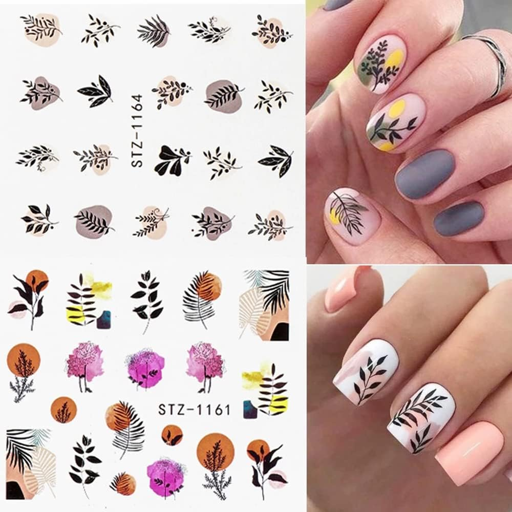 Missjelly Nail Stickers, Flowers Water Transfer, Abstract Nail Stickers, Nail Art Stickers, Nail Tattoos, Nail Design, Manicure, DIY Nail Art Decals for Women and Girls (3 Sheets) image number 1