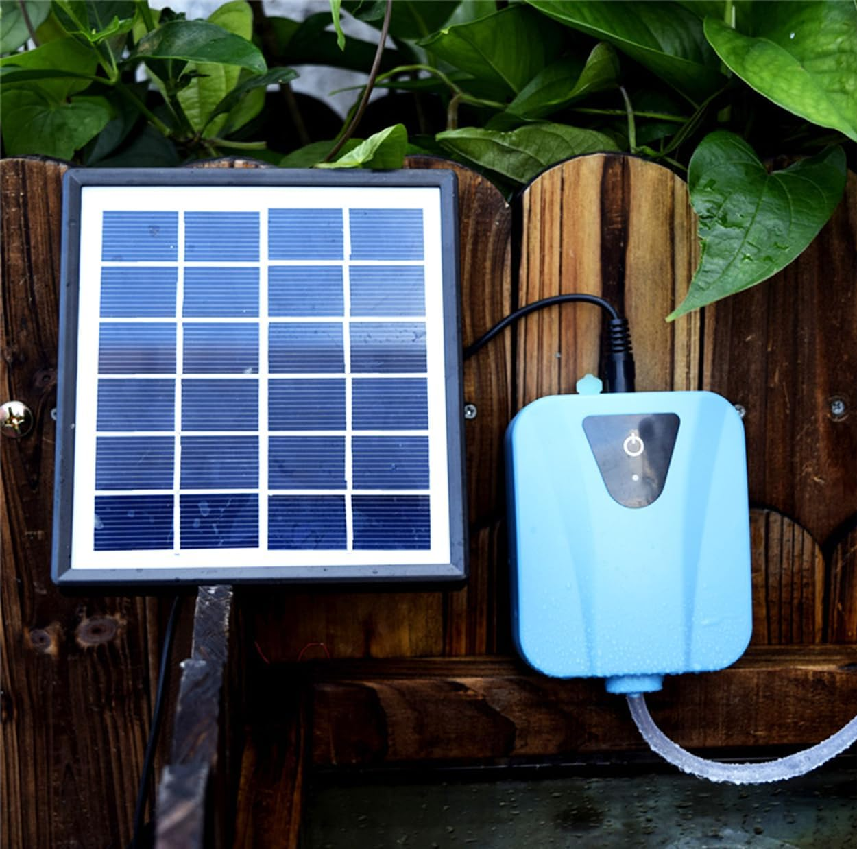 Meichoon Solar Water Air Pump Oxygenator USB Oxygen Pump Silent with Aquarium Oxygenator Tube and Bubble Rock Outdoor Pond Gardening Water Circulation MY05