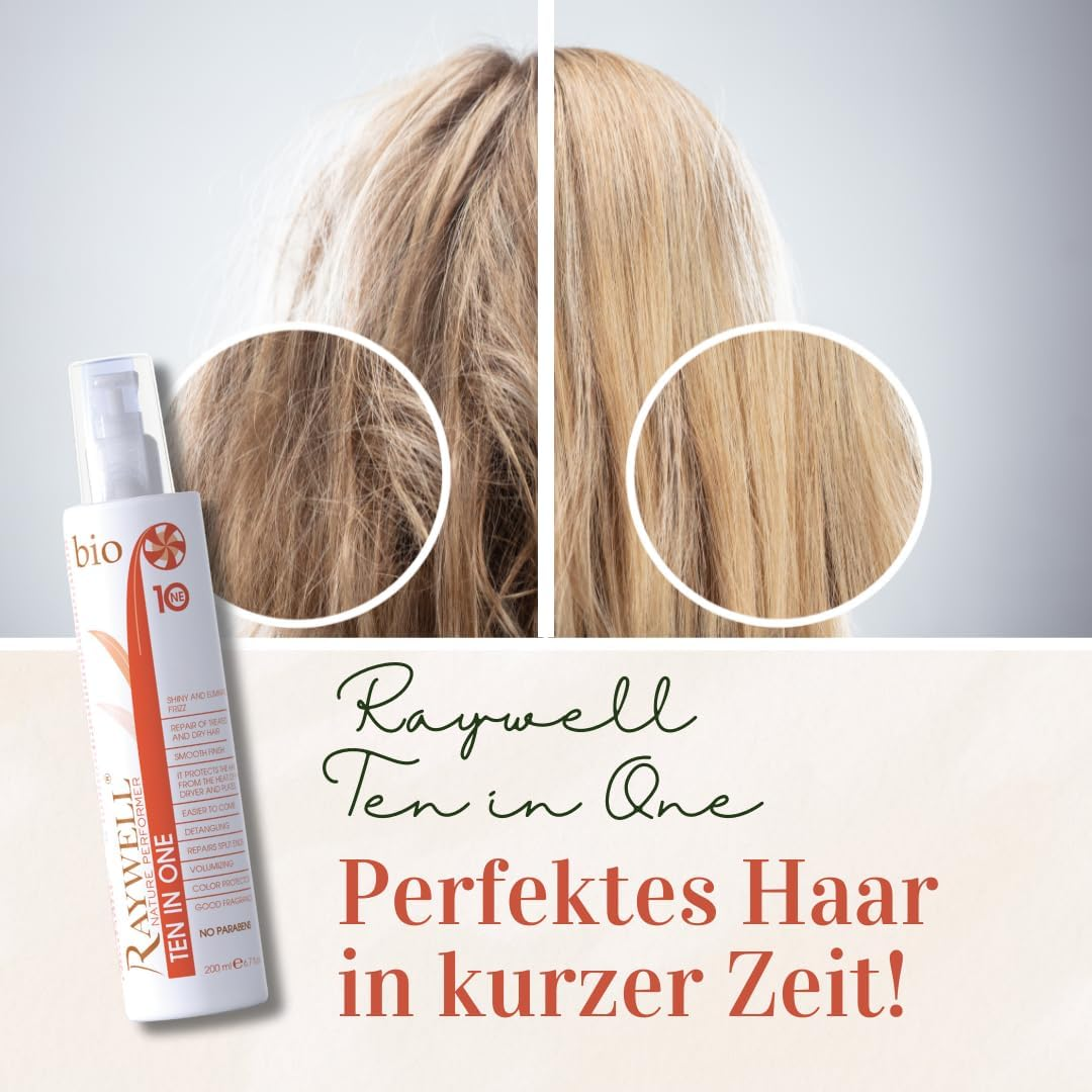 Raywell Ten in One Spray - Leave-In Hair Care with Anti-Frizz, Colour Protection, Moisture, Repair & Heat Protection for All Hair Types image number 3