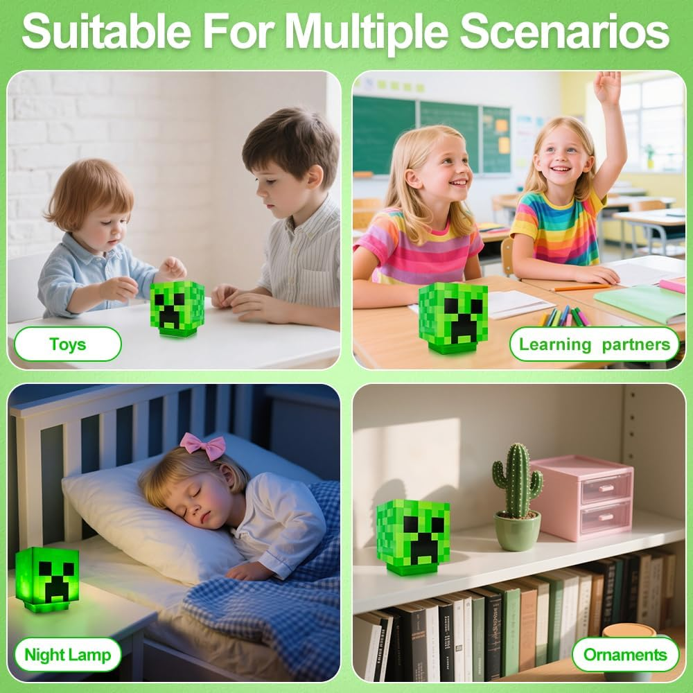 Creeper Lamp, Creeper Light, 3D Lamp with Zombie Sounds, Creeper Icon Lamp, LED Creeper Lamps, Creeper Light for Gift Idea Table Lamp Bedroom Decoration Toy [Energy Class A] image number 4