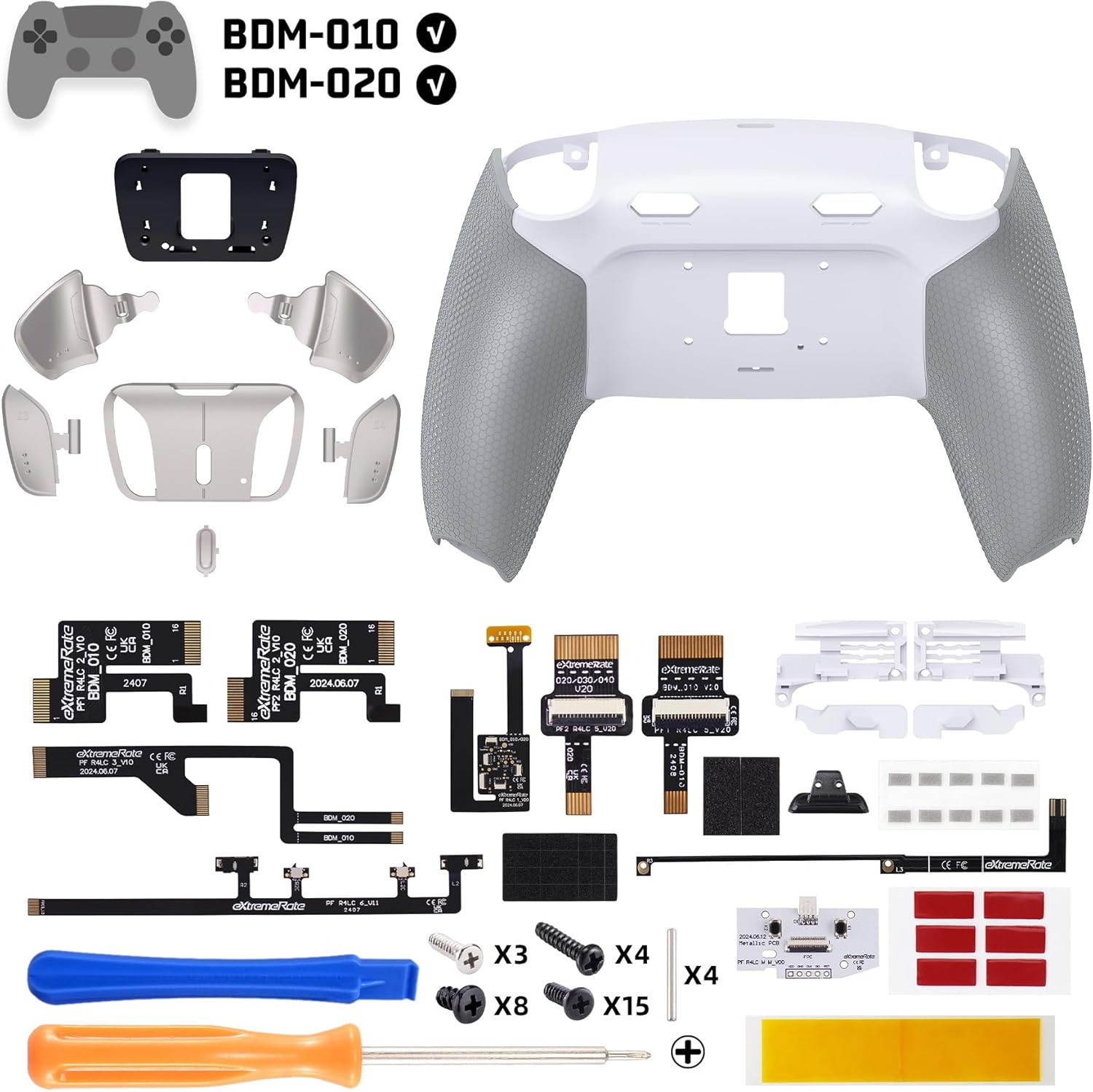 Extremerate RISE4 plus MAX RMB Back Paddles Kit with Clicky Trigger Stops & Rubberized Grip for PS5 Controller BDM-010 020, Remappable Real Metal Back Buttons Kit for PS5 Controller &ndash; White Gray image number 5