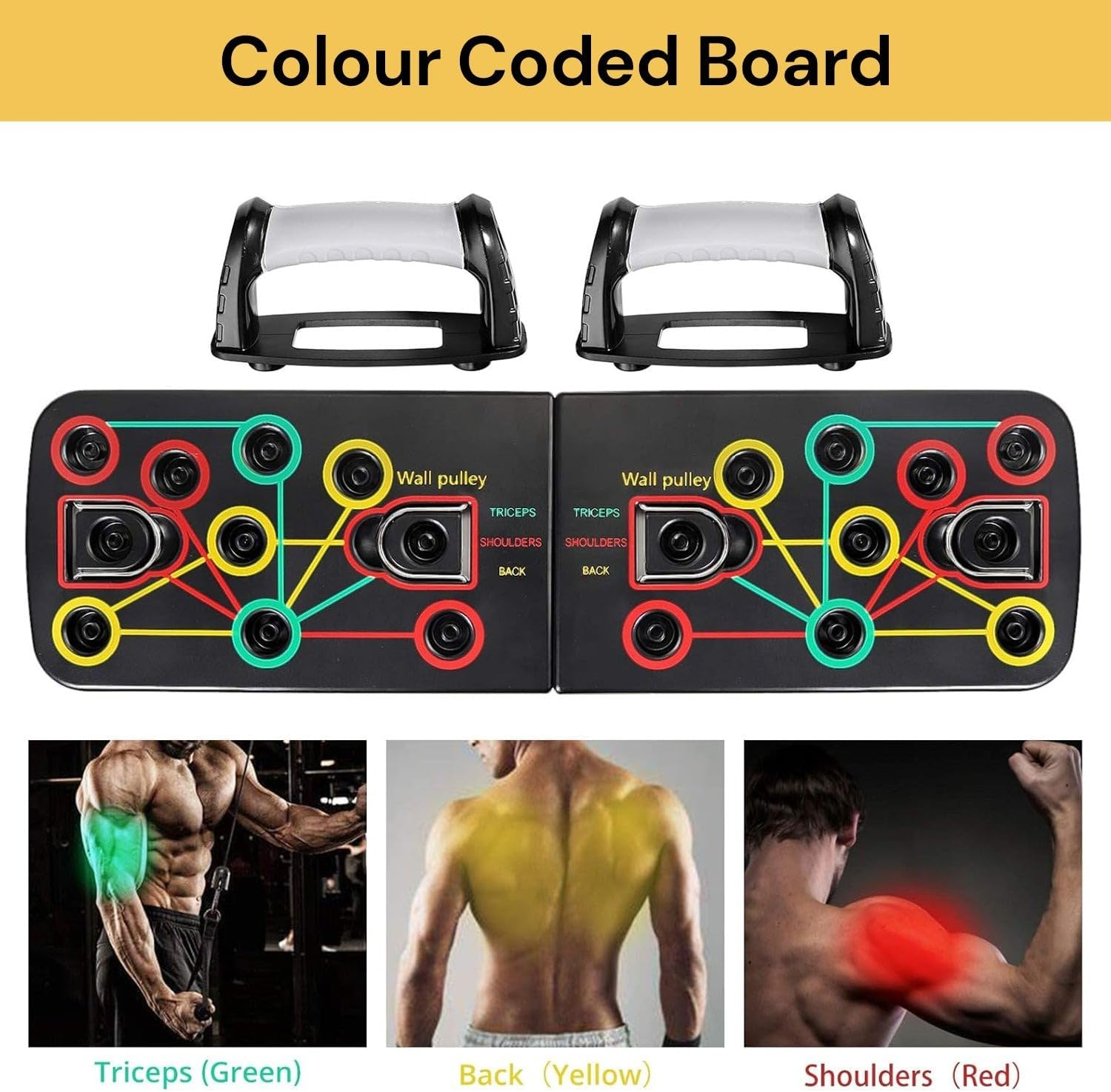 EZONEDEAL Push up Board, Foldable Push-Up Board Stand Home Fitness Equipment Muscle Board, Multifunction Gym Press up Board, Body Building Exercise Tools Complete Push up Training System Color-Coded Push-Up Bracket Board Portable for Home Fitness Training Men and Women image number 5
