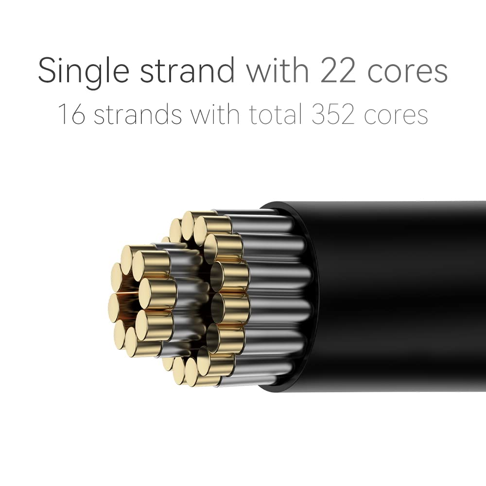 Linsoul QKZ Q1 MAX 16-Stand 352 Cores Silver-Plated Hifi Earphones Upgrade Cable with Interchangeable 2.5Mm/3.5Mm/4.4Mm Plug Replacement Cable for Audiophile (Black, S-Type) image number 5