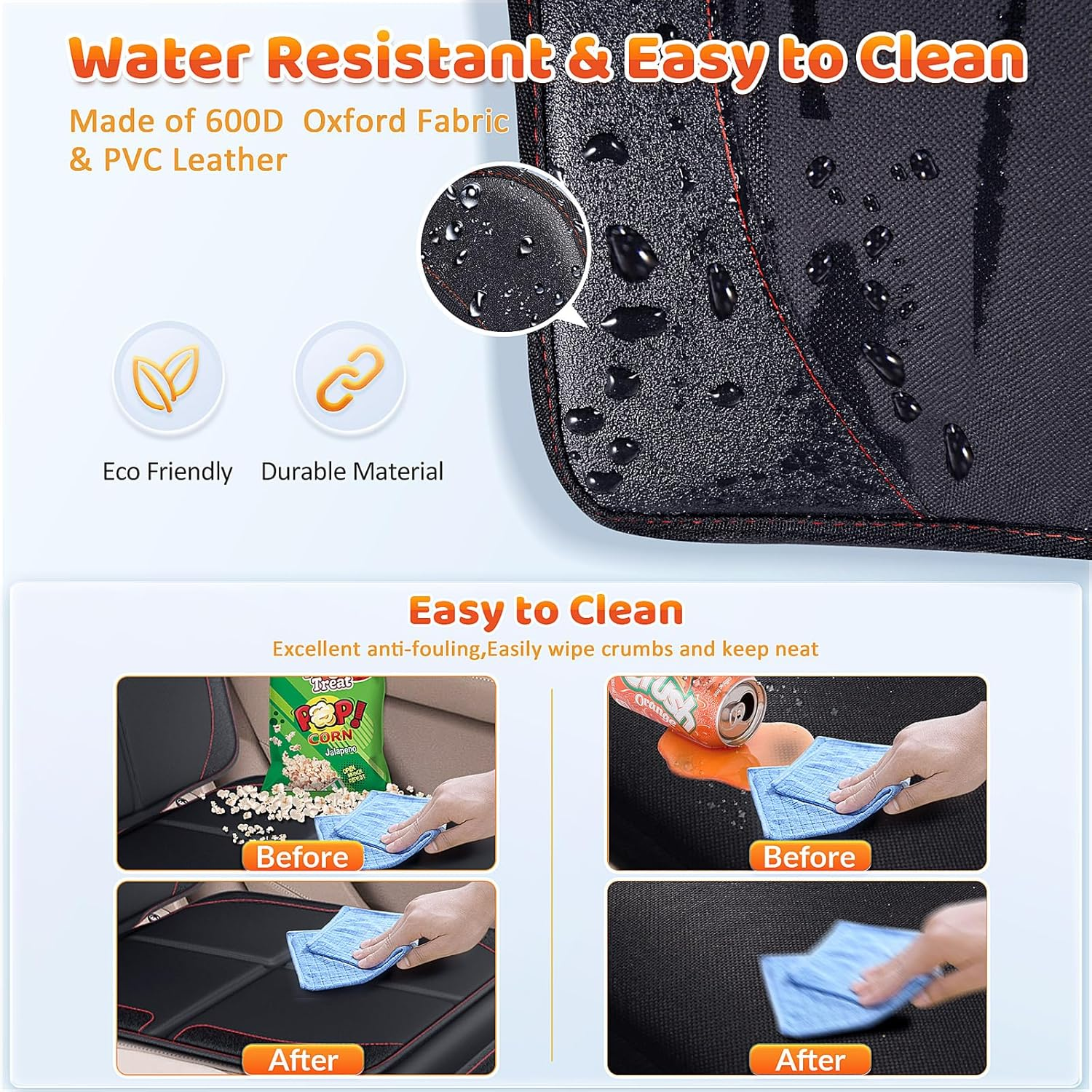 Gimars XL 5-Layer Thickest EPE Padding Car Seat Protector for Child Car Seat, Waterproof 600D Fabric Car Seat Protectors with Nonslip Backing,Storage Pockets for SUV, Sedan, Truck, Leather Seats