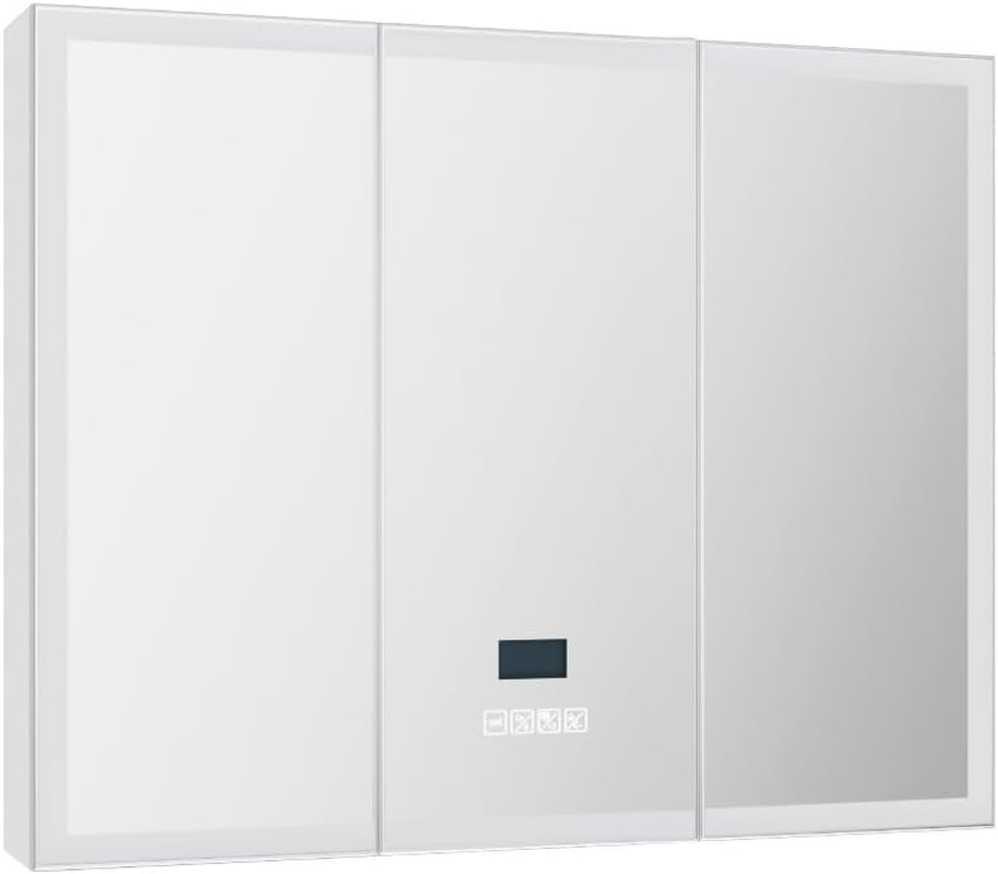 Bathroom Mirror Cabinet LED Light 900X720Mm Medicine Wall Storage image number 1