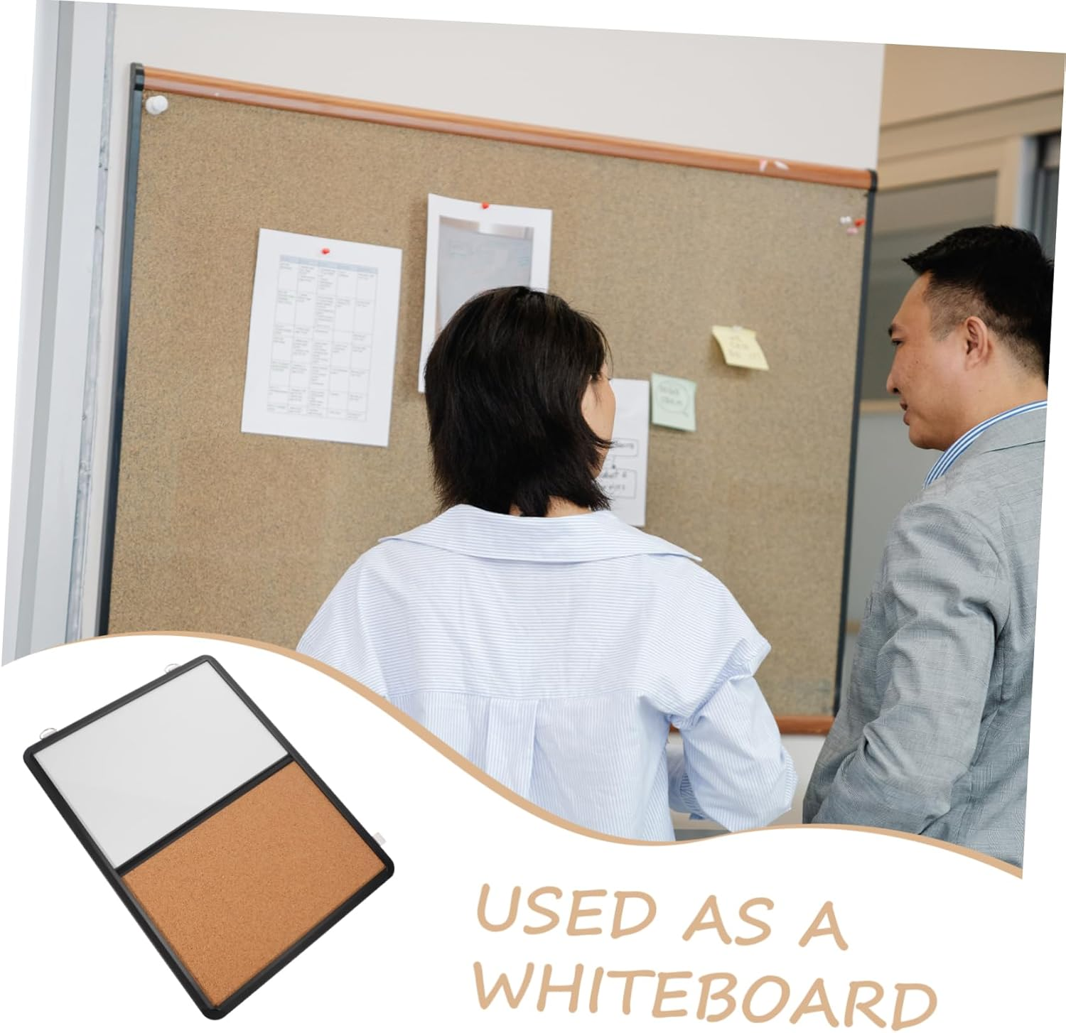 PLAFOPE Reusable Cork Board Whiteboard Wall-Mounted Decorative Bulletin Board for Office Home Multi-Functional Memo Display Strong Adhesive for Notes Announcements image number 4