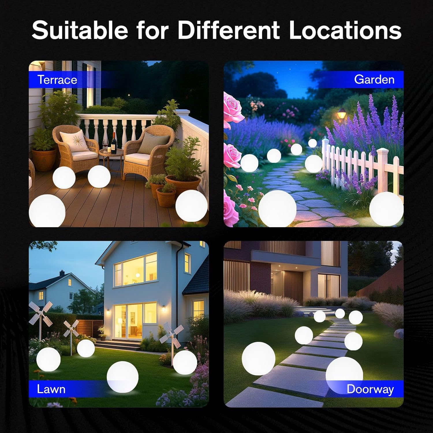 Garden Solar Light Outdoor RGB LED 9 Colour Changing Weatherproof Landscape Colourful Ball Lamp Decoration 40Cm Energy Powered Rechargeable Lighting image number 6