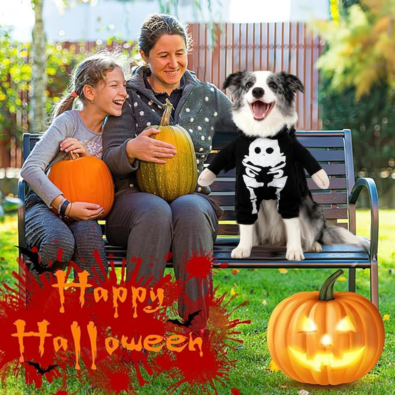 Halloween Costumes for Dogs Killer Size L, Silverchry Dog Costume, Chucky Doll Cosplay for Halloween Pet Cosplay Party (M, Skeleton)