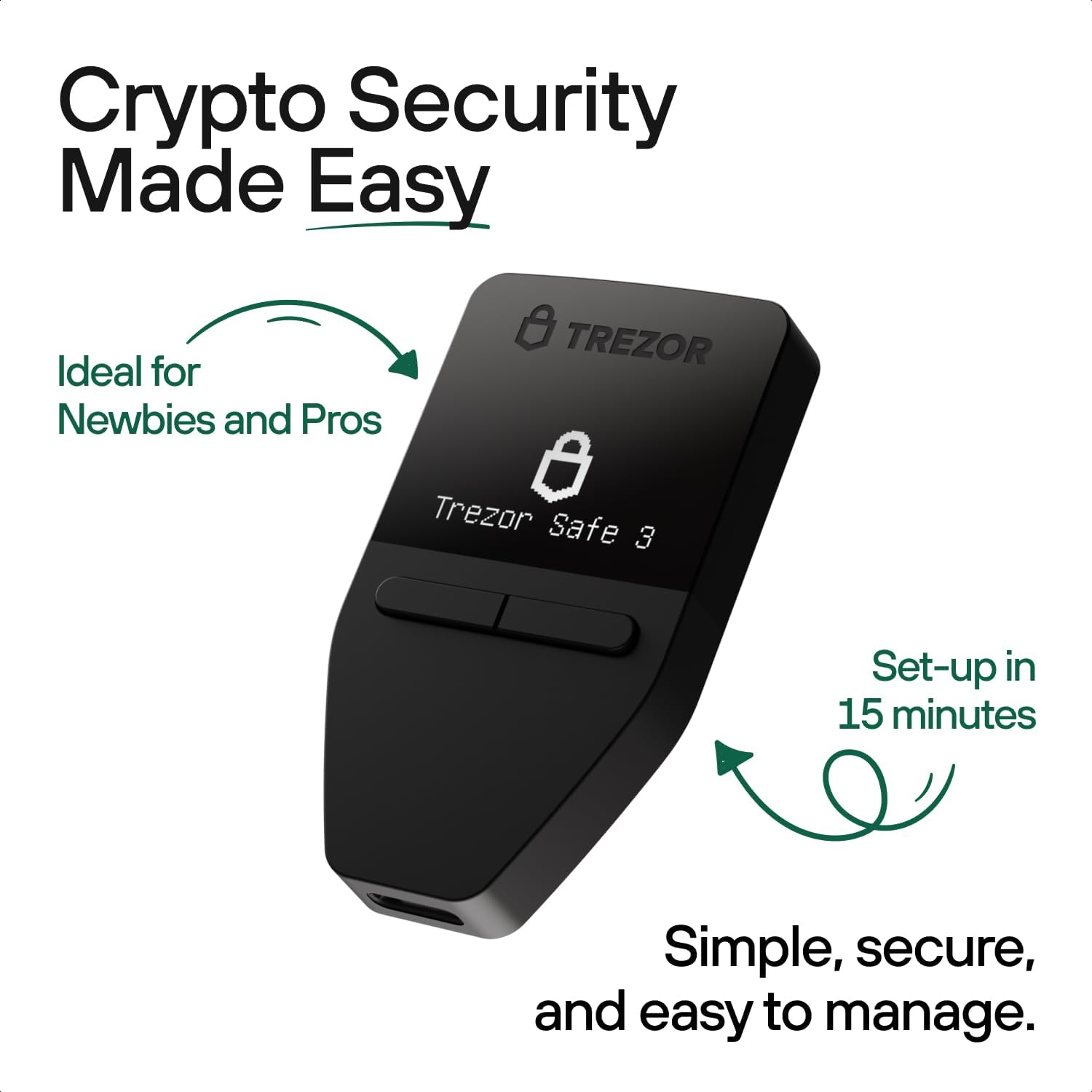 Trezor Safe 3 - Passphrase & Secure Element Protected Crypto Hardware Wallet - Buy, Store, Manage Digital Assets Simply and Safely (Stellar Silver) - Solar Gold image number 3
