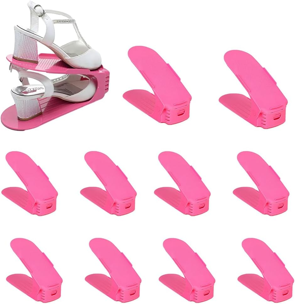 AIMALL 20X Shoe Slots Organizer, Shoe Rack Display Case Box Adjustable Slots Organizer Storage Holder,Double Deck Shoe Rack Holder for Closet Organization