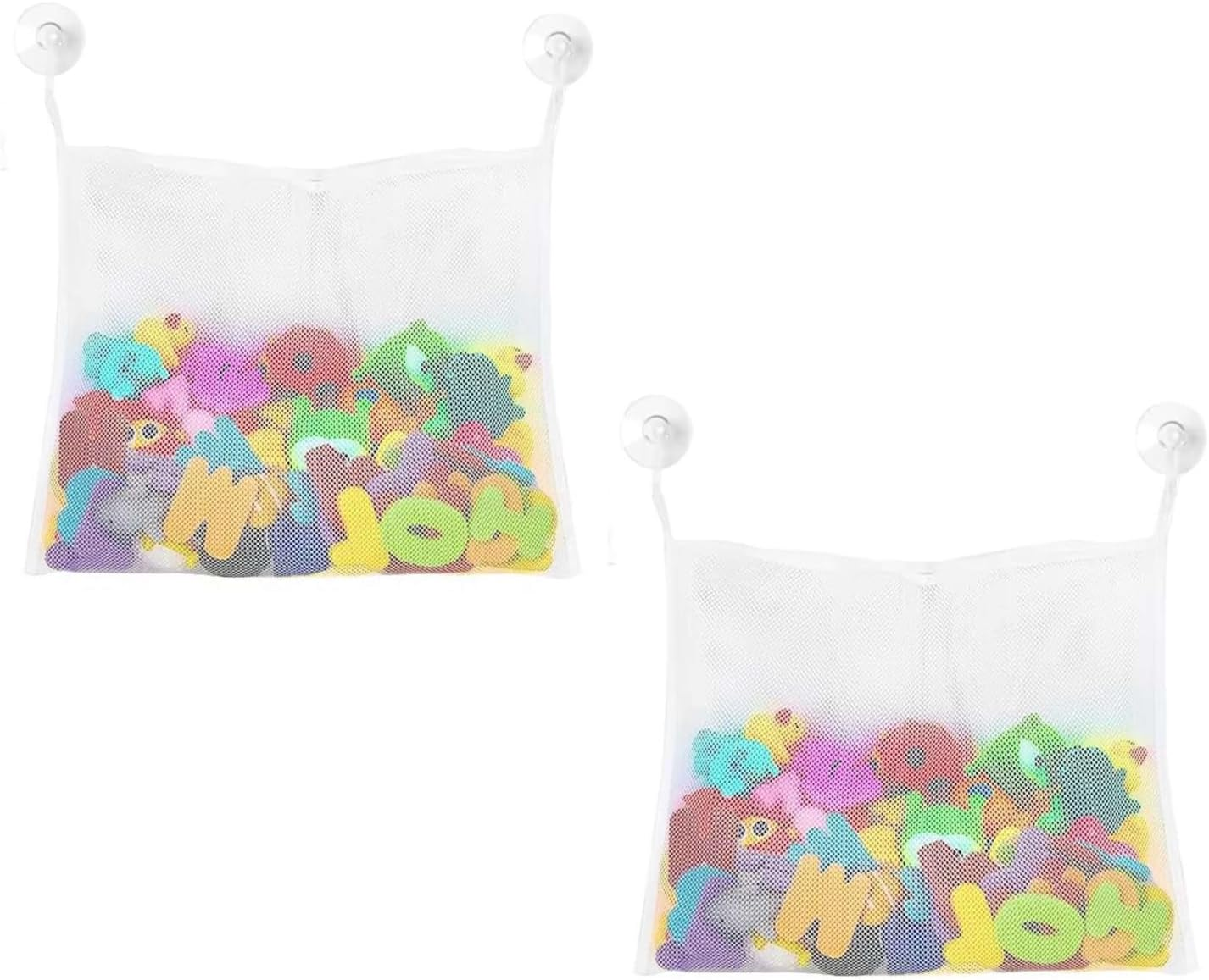2Pcs Mesh Bath Toy Storage Organizer, Durable Bath Toy Net Bathtub Toy Holdertoddler Shower Caddy Shower Organizer Kids Bathroom for Toys, Shampoo & Soap