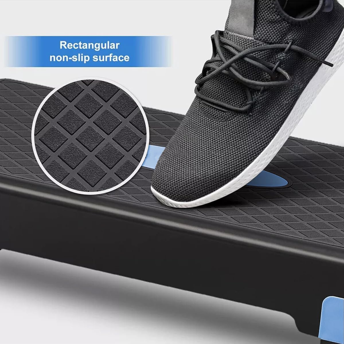 AIMALL Plastic Adjustable Aerobic Stepper, Non-Slip Surface, Dual Height Settings, 26.77" X 11.02" X 5.9", Rhythm Exercise Fitness Stepper, Blue, Green, Orange image number 5