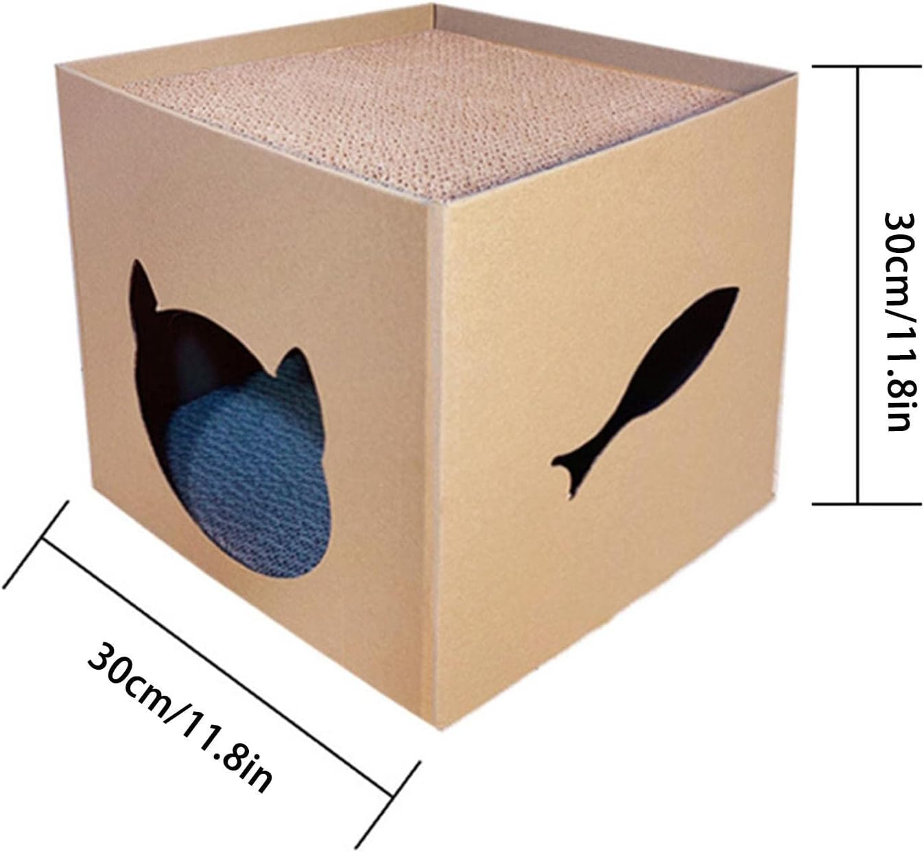 Cardboard Cat House - Indoor Cats Scratching House,Cat House with Scratching Pad, Cat Scratching House, Scratcher Box, Cat House for Sleeping image number 4