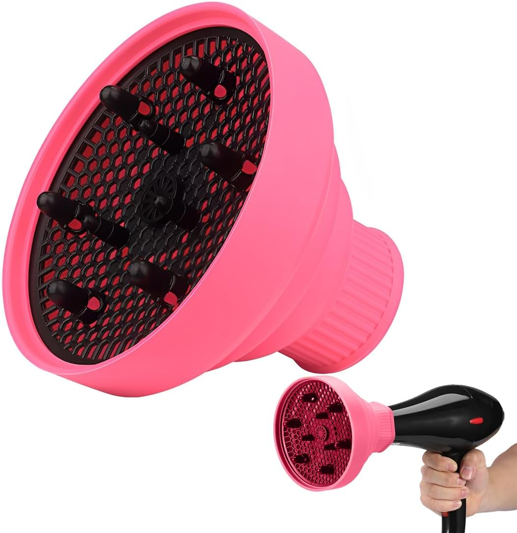 JAWUZ Universal Curly Hair Diffuser, Curly Hair Diffuser, Silicone Attachment Diffuser, Folding Diffuser Attachment Hairdryer Curls Universal (C) image number 1