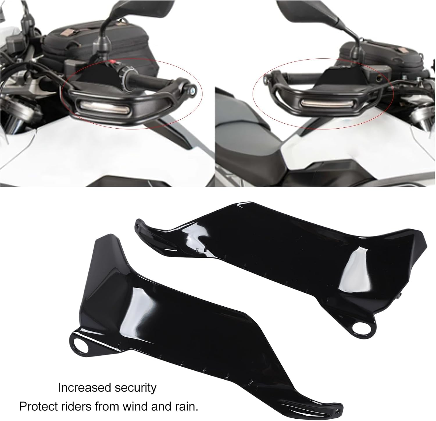 YDRCESMI1 Pair Motorcycle Handguard Enhanced Comfort High Strength Sturdy Hand Guard Shielding Protector Cover for R1300GS Windshielding Handlebar Protector for Riding Safety (Black) image number 5