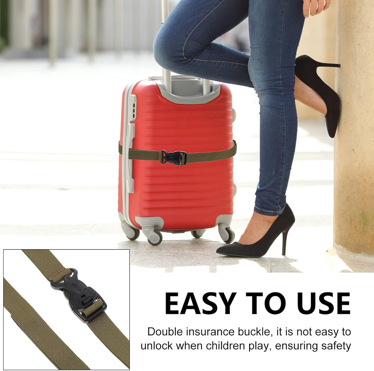 Travel Luggage Straps 2Pcs Polypropylene Bundling Strap with Dual Lock Buckle Outdoor Useful Lashing Tie for Suitcases and Camping Gear image number 1