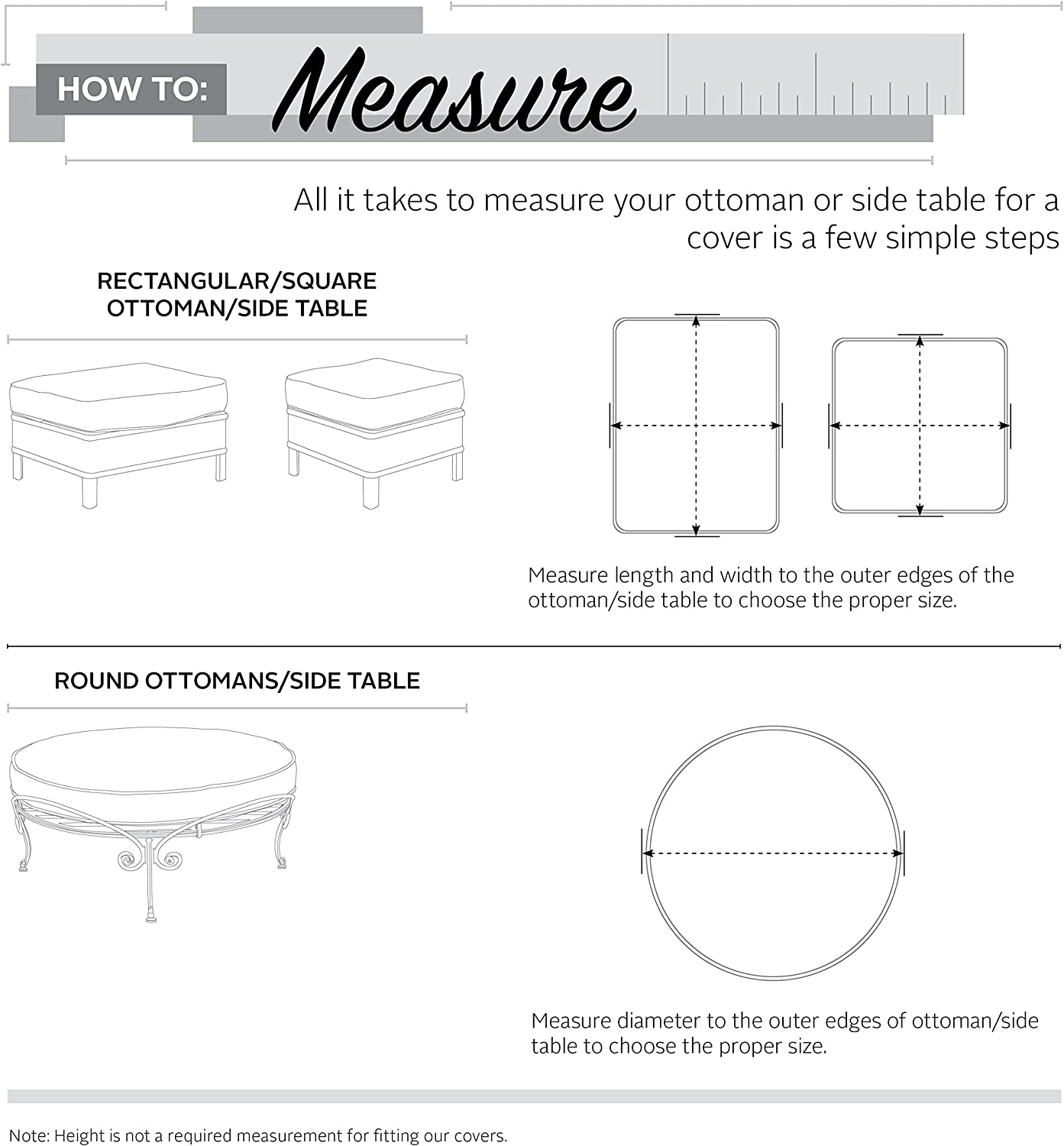 Classic Accessories Veranda Water-Resistant 26 Inch Square Patio Ottoman/Side Table Cover, Outdoor Table Cover