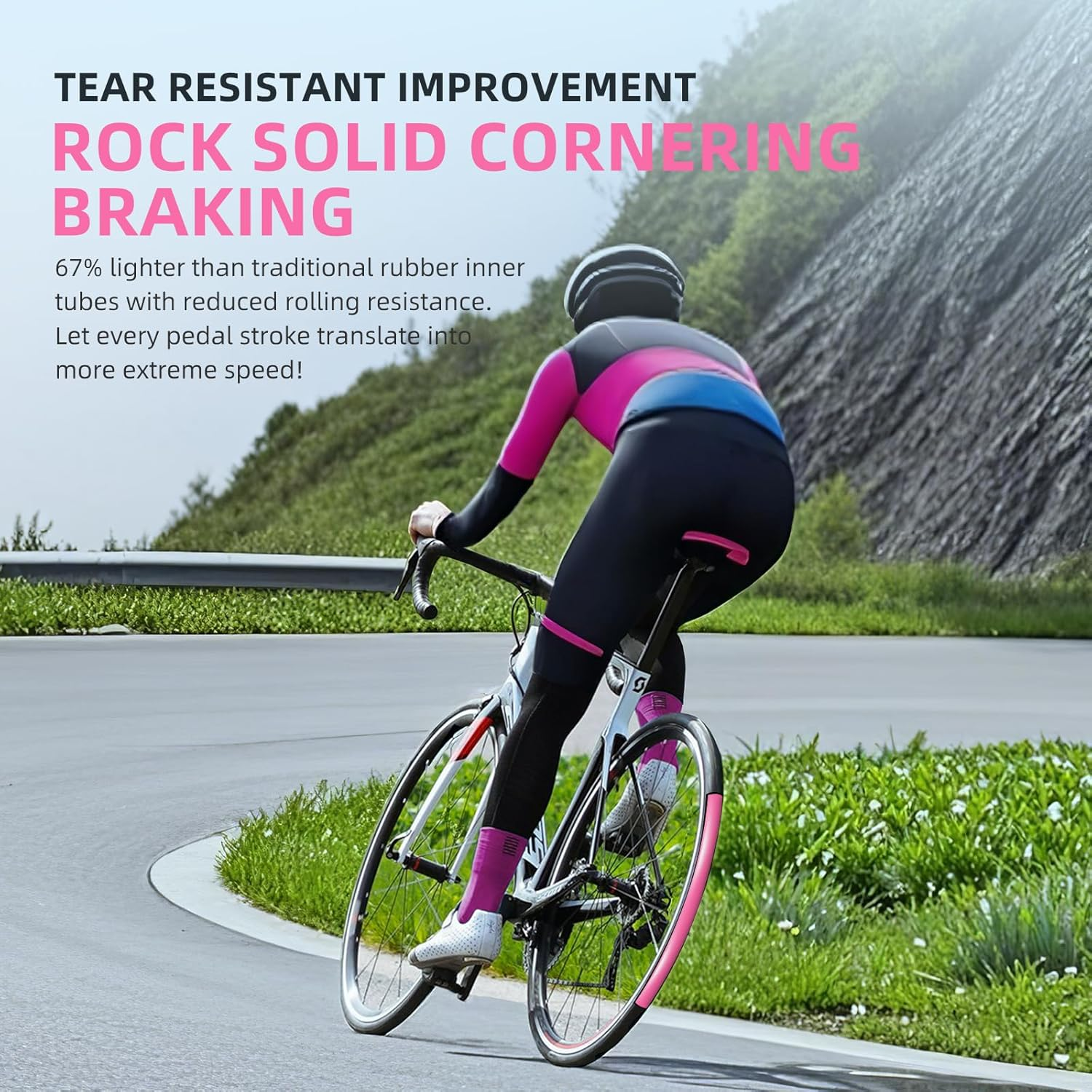 CYCLAMI TPU Inner Tube 700C Ultralight 30G Road Bike Tube Compatible with 700X18-32C Metal Presta Valve 45/65/85Mm (With a Multi-Functional Tire Pry Bar) image number 5