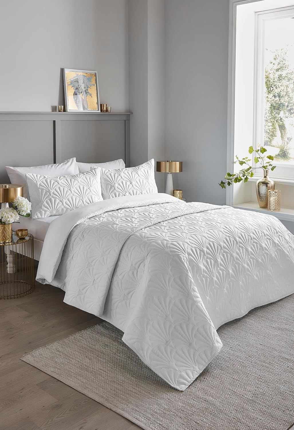 Serene - White Floral Embroidery Duvet Cover - Single Bedding Size (135 X 200Cm) - Luxury Bedding - Soft Touch - Pinsonic/Ultrasonic Pattern - White Embossed Duvet - Cavili Collection