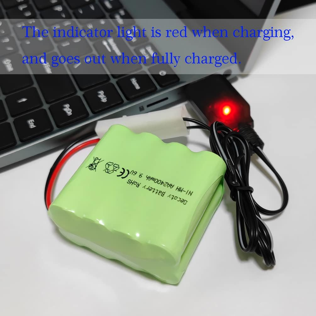 Gecoty&reg; 9.6 V Nimh Battery, 2400 Mah Rechargeable AA Battery Pack with USB Charging Cable and KET 2P Connection for RC Truck RC Tank and RC Battleship image number 6