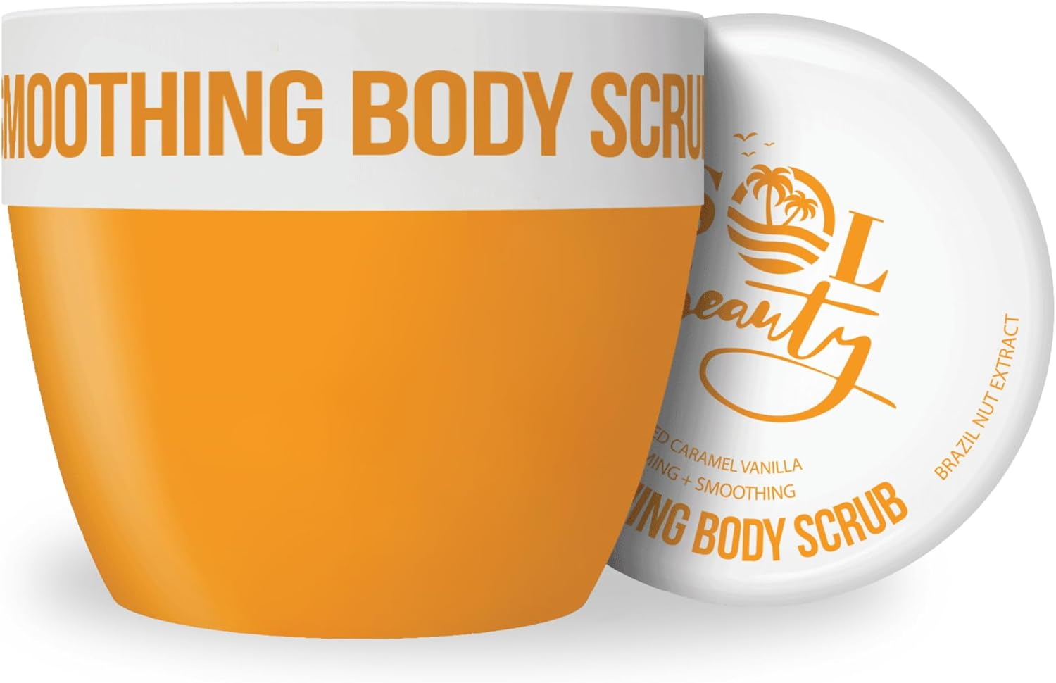 Sol Beauty Body Scrub, Salted Caramel Vanilla Firming and Moisturising Sugar Scrub with Brazil Nut Extract and Buriti Fruit Oil, Moisturising Vegan Friendly Exfoliating Body Scrub 300G