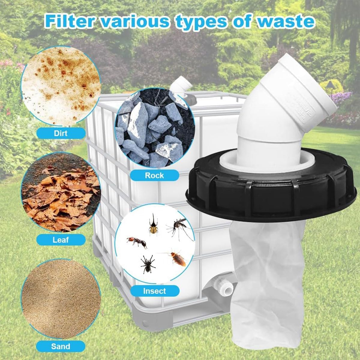 AIMALL IBC Tank Barrel Filter Cap 2.9 Inch DN75 Cover with Nylon Mesh for 163Mm DN110 DN150 Plastic Drums PE PVC Compatible Dustproof Liquid Impurity Filtration image number 6