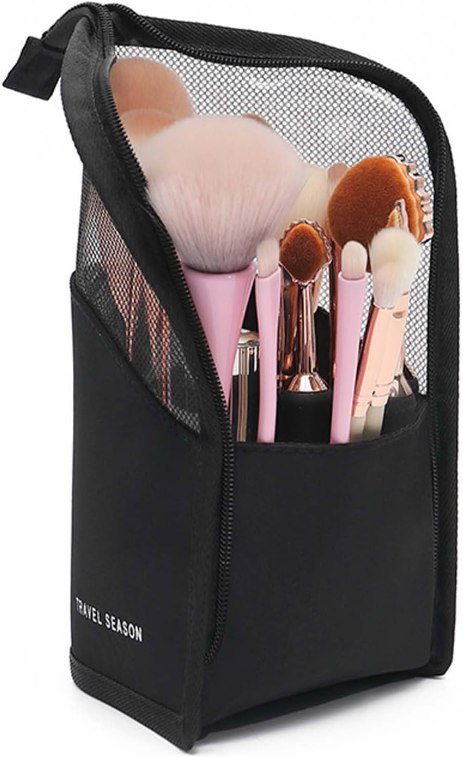 Cosmetic Bag | Portable Standing Makeup Brush Holder | Makeup Brush Case for Artists, Portable Cosmetic Bag, Brushes Not Included, Storage Organizer - Black image number 4