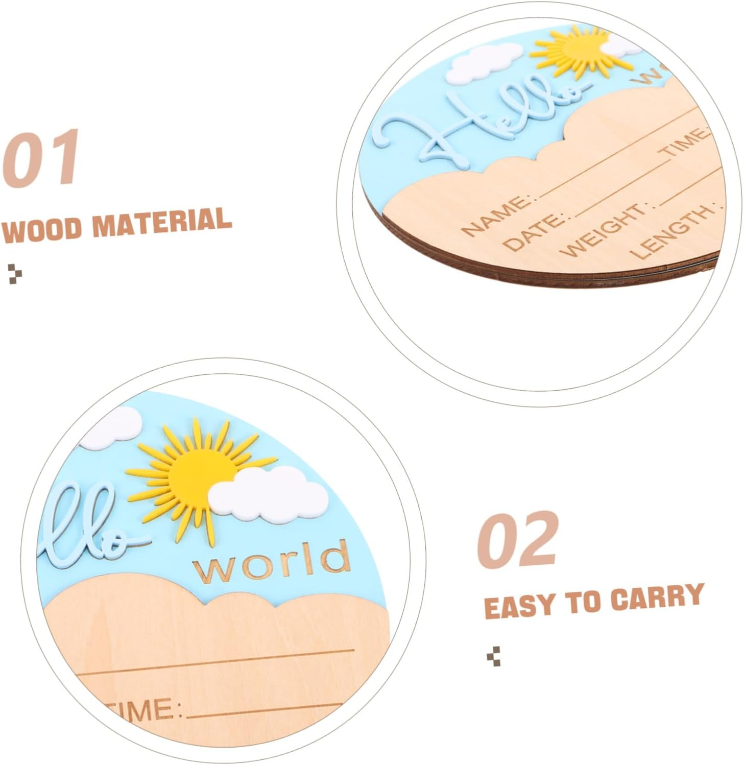 GALPADA Wooden Newborn Announcement Sign for Boys and Durable Photo Prop Plaque for Shower and Nursery Gender Neutral Birth Name Keepsake Compact Lightweight Design - Assorted Color image number 5