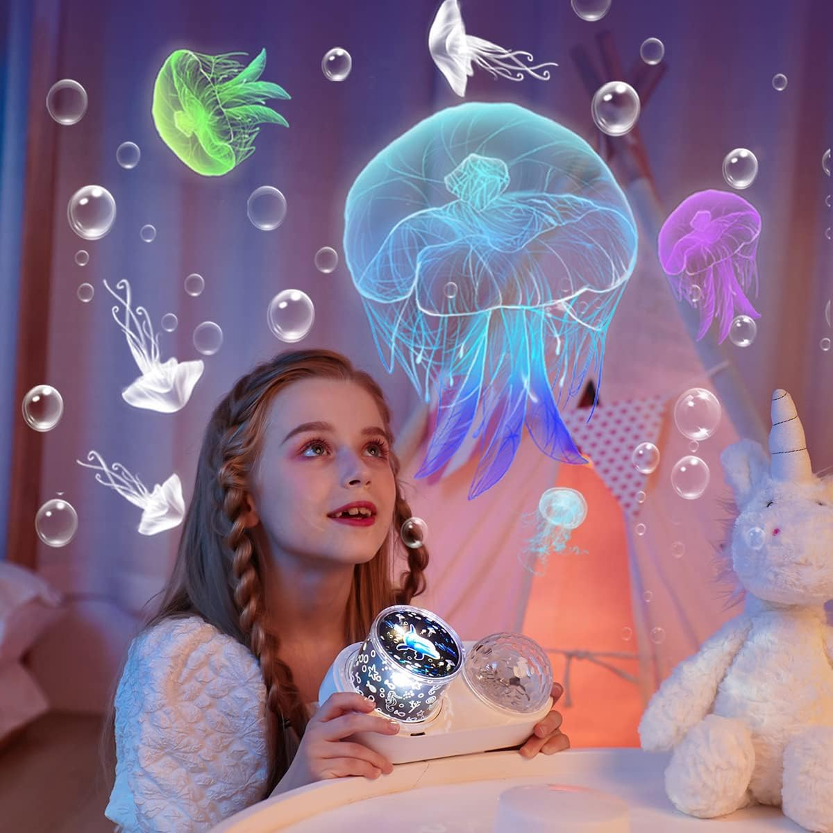 Ocean Wave Ceiling Projector, Night Light for Bedroom, Ceiling, 10 Color Ocean Waves + 21 Films, Night Light Projector with Timer 360&deg; Rotation for Kids Girls, Birthday, Christmas, Gifts image number 2