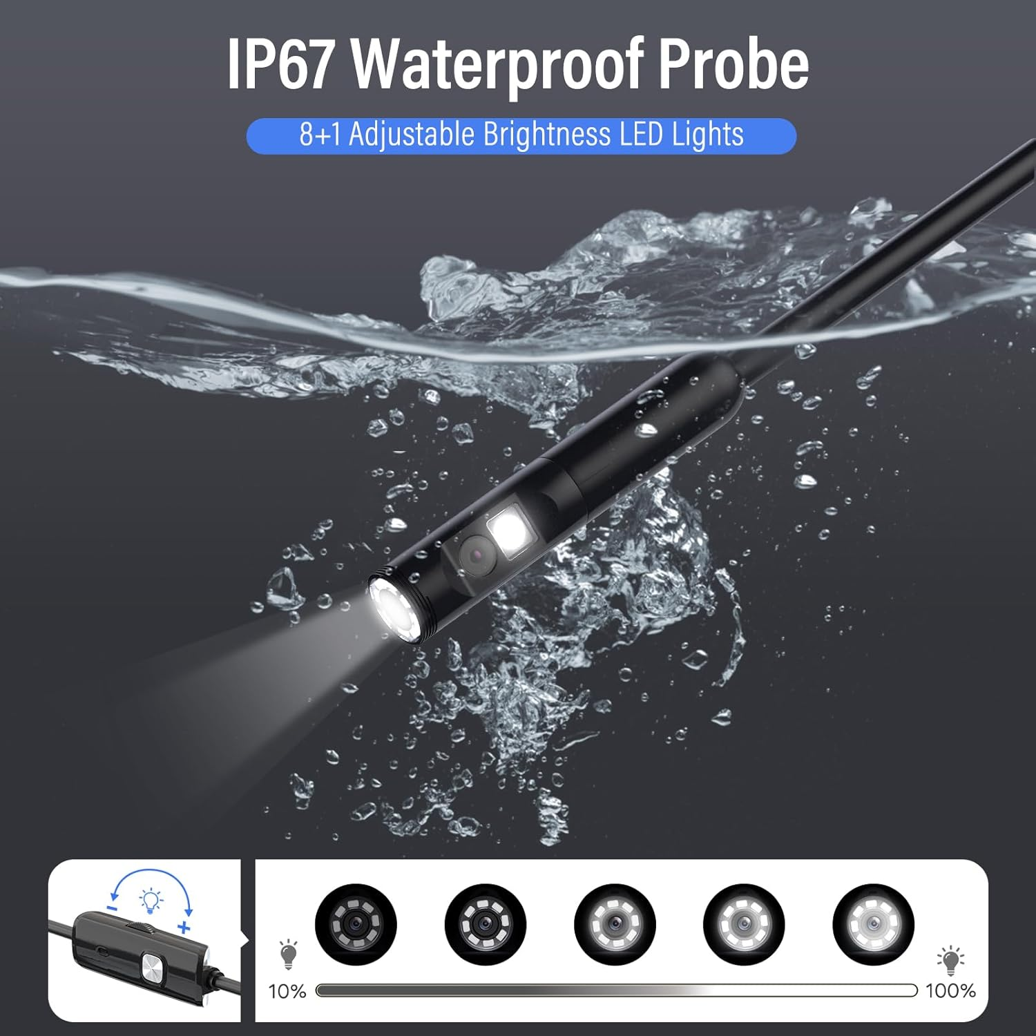 Bluefire USB Endoscope Camera, 3MP HD Dual Lens Industrial Borescope, IP67 Waterproof USB Inspection Camera with 9 Adjustable LED Lights for Smartphones/Tablets(3.5M) image number 3