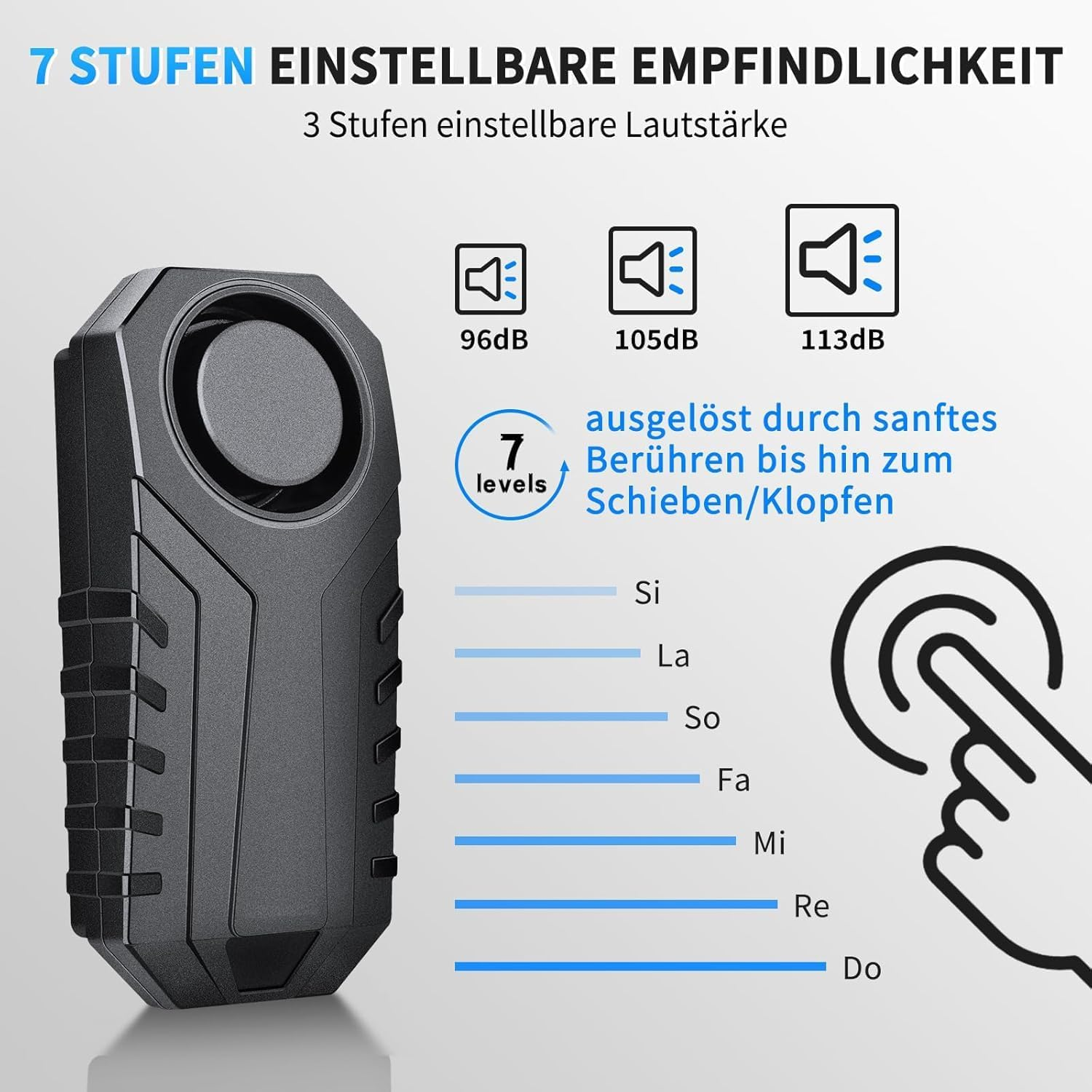 ZEXMTE Bicycle Alarm System, 113Db Loud Wireless Anti-Theft Bicycle Motorcycle Alarm System Car Waterproof Bicycle Alarm System with Remote Control, Black, 2 Pack image number 6