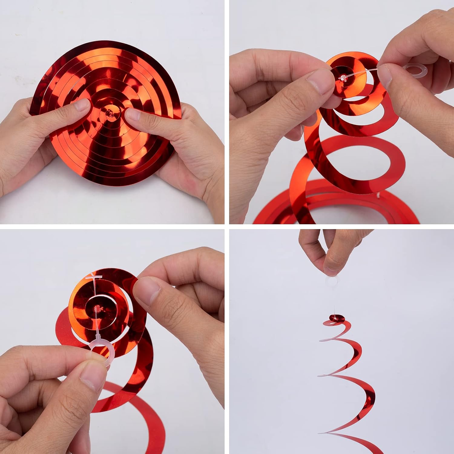 Black Hanging Swirl Decorations Plastic Streamers Foil Swirls Ceiling Decorations for Birthday|Wedding|Anniversary|Graduation Party Supplies, Pack of 30 - Black image number 6