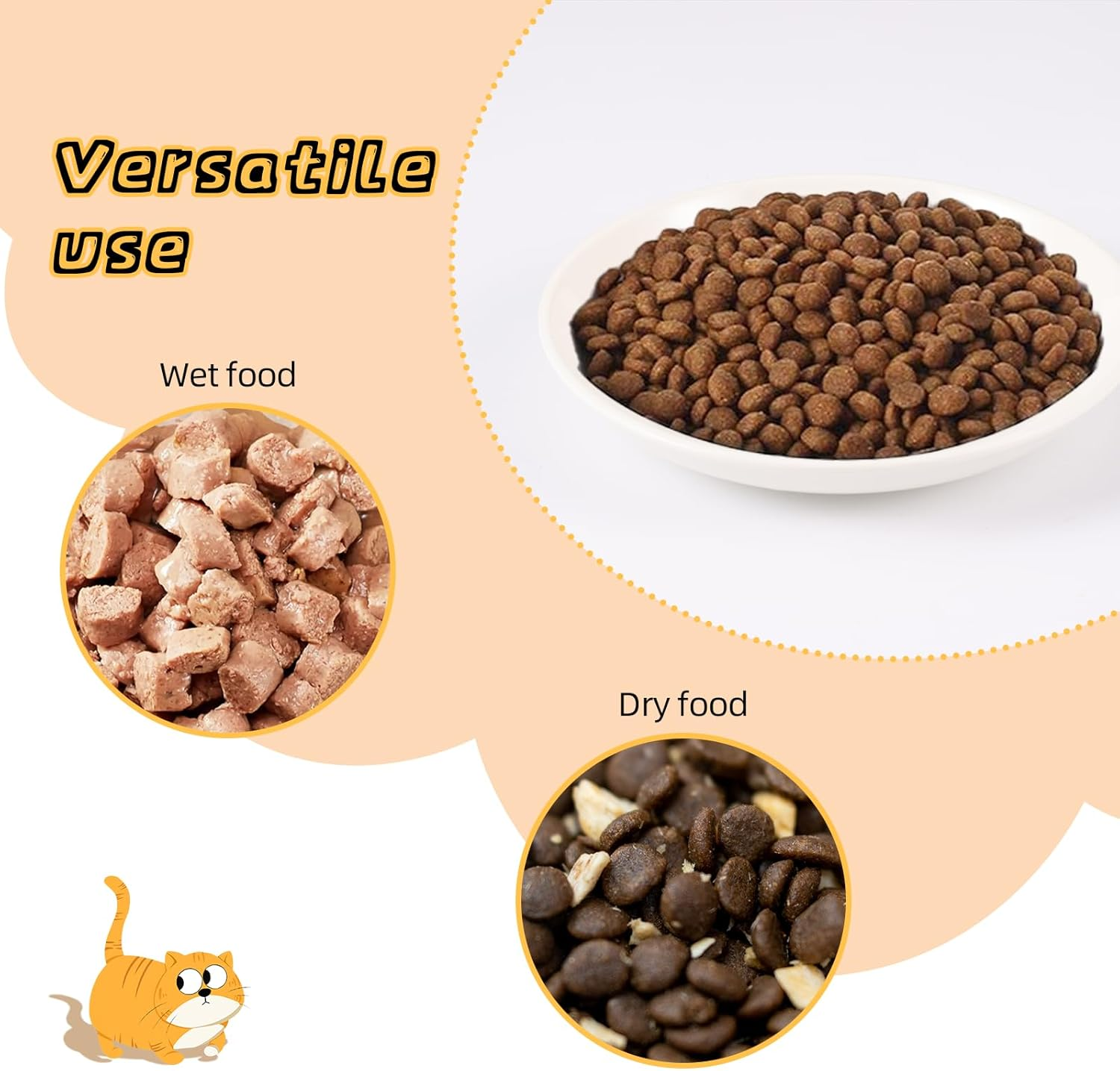 Cat Bowl, 1 Piece Ceramic Feeding Bowl with 1 Non-Slip Mat, Cat Bowl Set, Kitten Feeding Bowl, Wide and Flat Pet Feeding Bowl or Plate for Cats and Small Dogs - Fish Bones + Footprints image number 3