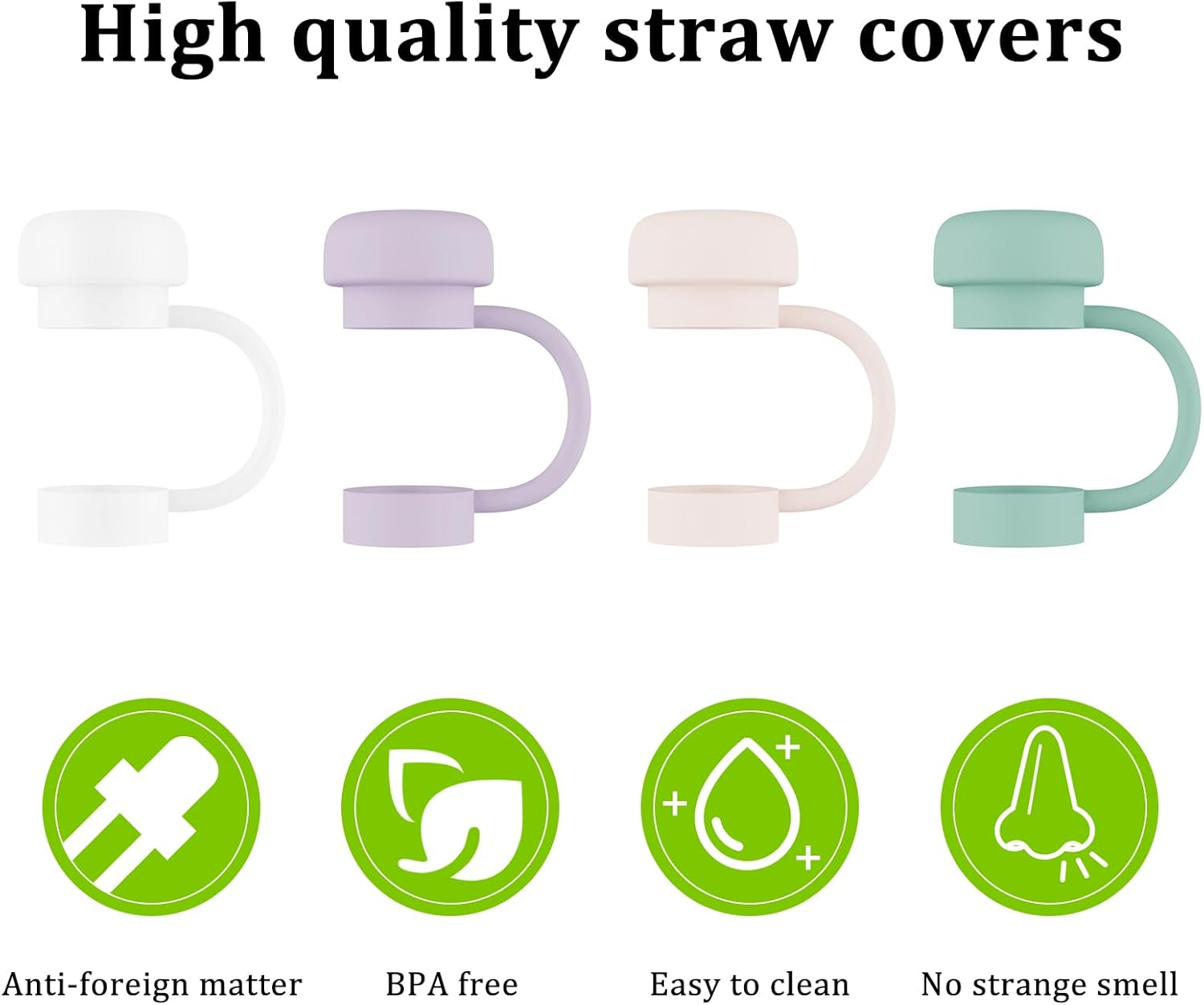 4 Pcs Straw Covers for Stanley Cup 40-20 Oz, 0.4 Inches Silicone Straw Cover Caps, Stanley Cups Accessories, Dust-Proof and Leak-Proof (4 Straw Covers) image number 1