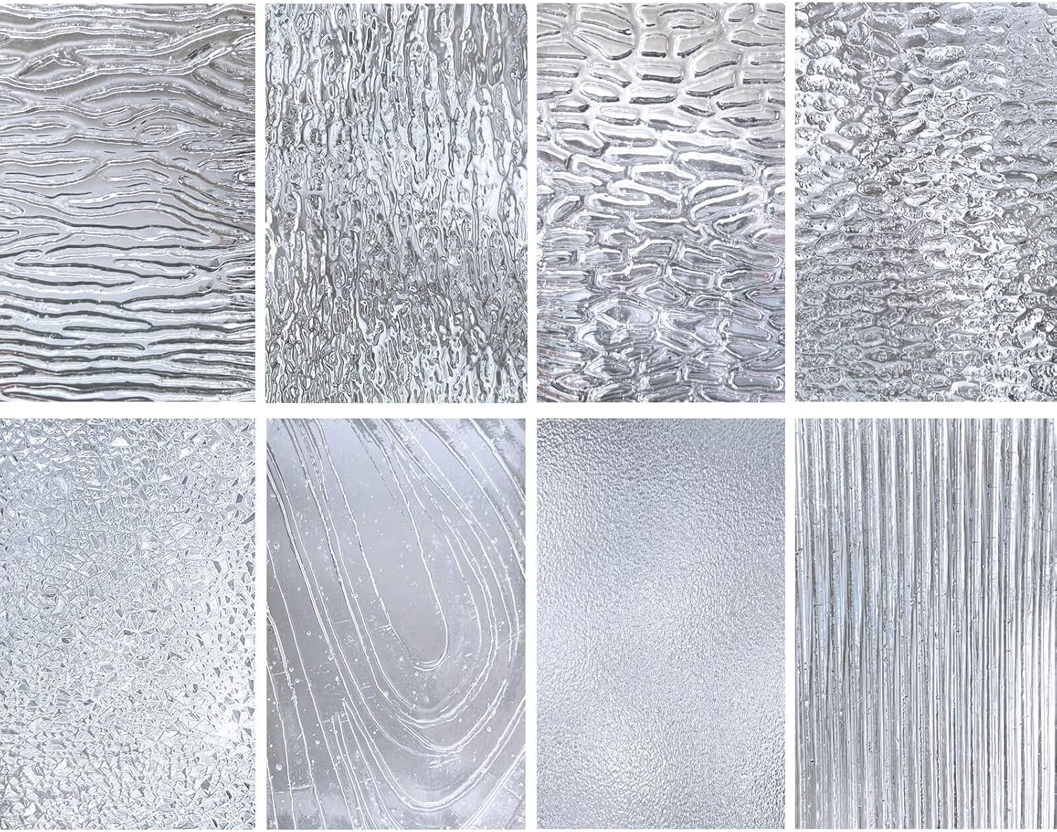 LITMIND 8 Sheets of Stained Glass Sheets, 4X6 Inch Glass Mosaics Tiles for Crafts, Ripple Cathedral Textures Art Large Stain Glass Sheets for Stained Glass Projects (Translucent)