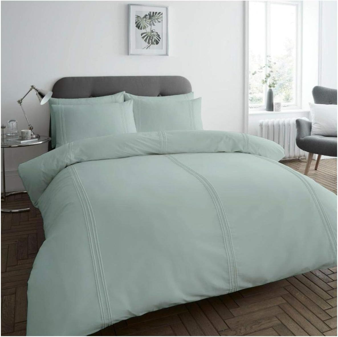 Gaveno Cavailia Luxury Duvet Set Plain Dyed Pleated Quilt Cover Bedding, Polyester, 50% Cotton, Ochre, Single