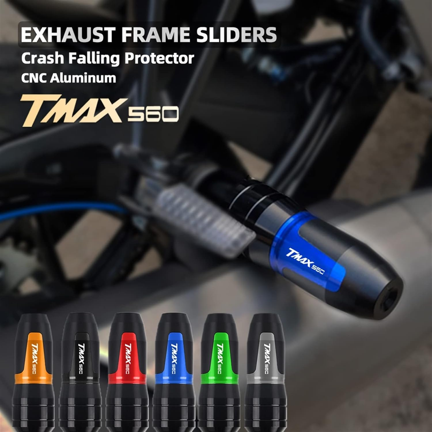 Motorbike Frame Sliders for Yamaha T-MAX TMAX 560 T Max 560 T-Max560 TMAX560 2020 2021 Accessories Exhaust Frame Sliders Crash Pads Falling Protector (Color : Titanium, Size : C-1 Piece)