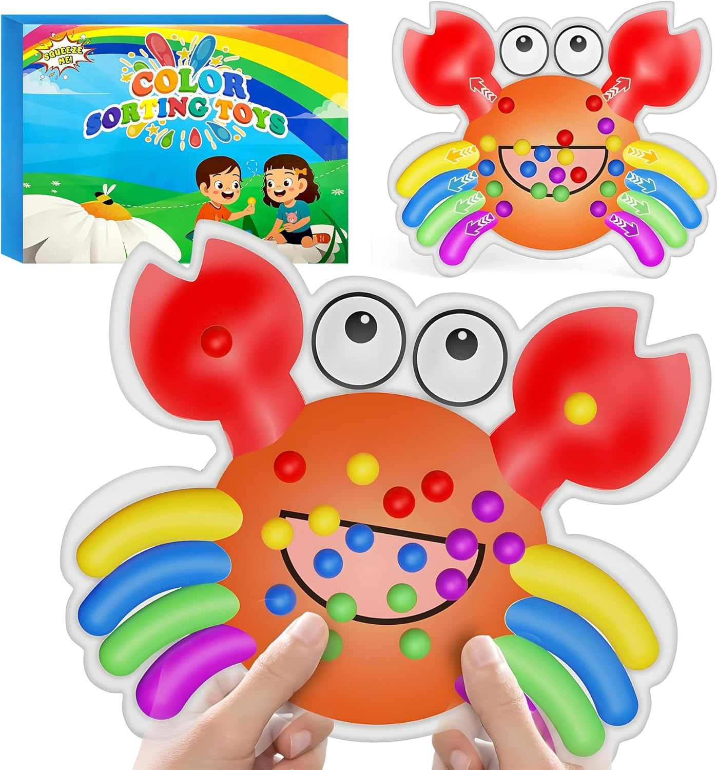 Colour Sorting Sensory Toys &ndash; Crab Color Matching Fine Motor Skills Game for Toddlers 3+ &ndash; Montessori Activity Toy, Preschool Learning, Calm down Toy for Boys & Girls &ndash; Christmas Stocking Stuffer Gift image number 1