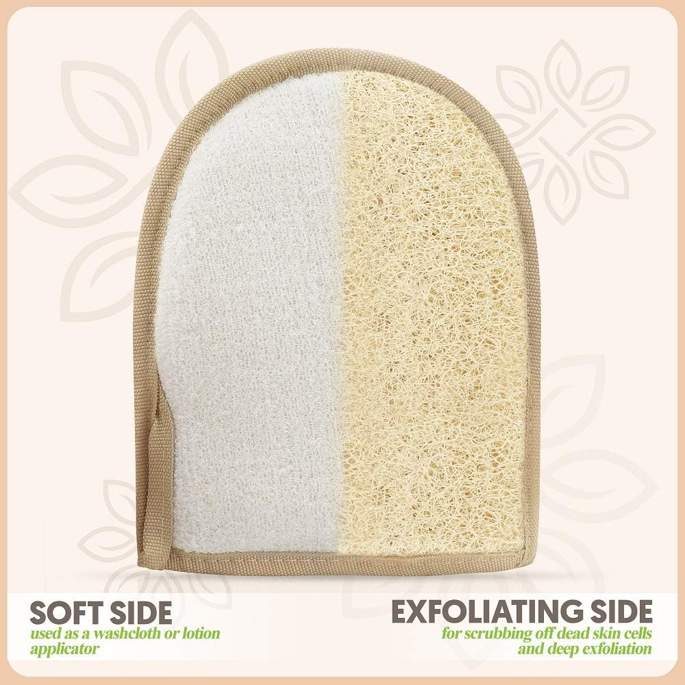 Premium Exfoliating Loofah Glove Pad Body Scrubber. Our Mitt Gloves Are Made of Natural Egyptian Shower Loufa Sponge and Soft Cotton Materials (2 Pack) image number 1