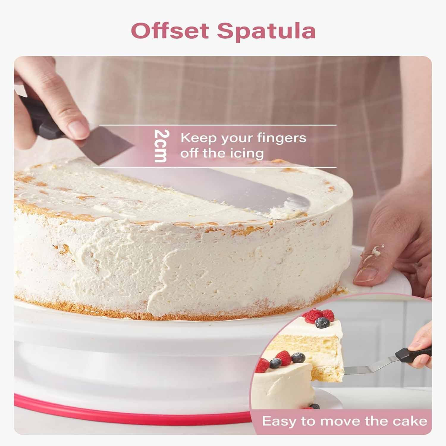 Roczential 35 Pack Cake Stand, Rotating Cake Turntable with 2 Icing Spatula,7 Icing Tips and 20 Bags,3 Cake Scrapers Icing Smoother Set & More, Baking Cake Decorating Kits Supplies image number 3