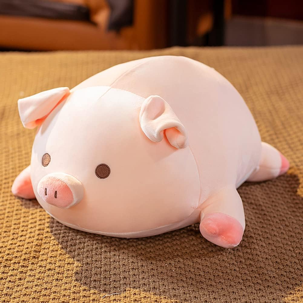 Pig Stuffed Animal Hugging Pillow, Soft Fat Pig Plush Toy Gifts for Kids, Valentine, Christmas (Round Eyes, 15.7") image number 1