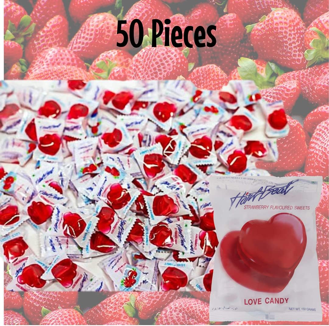 Heart Beat Jumbo Love Candy Strawberry Flavour 6G - 50 Piece Pack image number 2