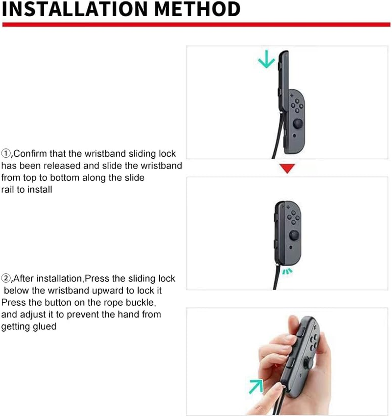 Joysticks Wrist Strap for Switch Joycon, 2 Pack Lanyard Replacement Accessories for Joy-Con Controller, Support Adjustable Tightness Straps for Nintendo Switch and OLED Joycon (White) image number 3