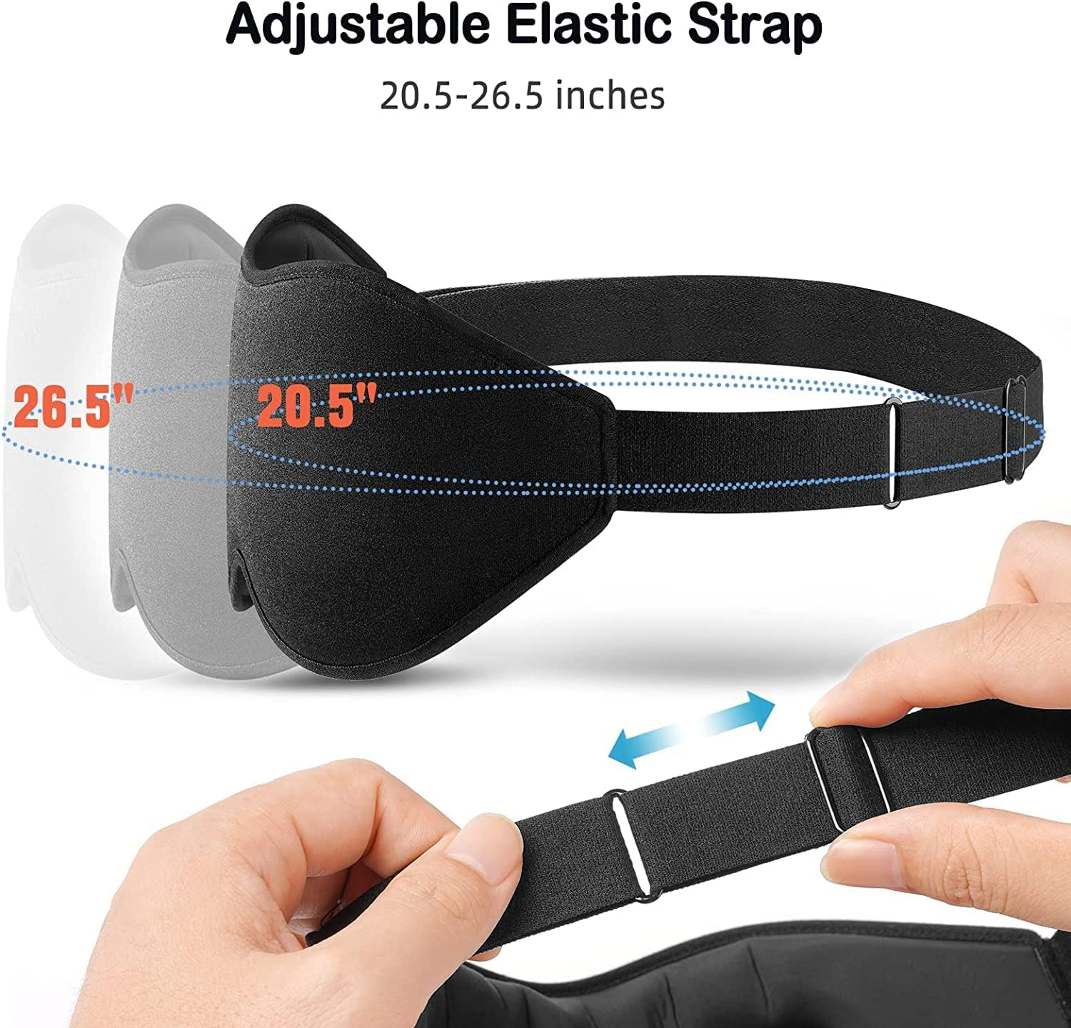 3D Sleep Mask,100% Light Blocking Comfortable Eye Mask,Contoured Cup Eye Mask,With Adjustable Strap,Breathable & Soft Ideal for Night Sleeping,Traveling,Shift Work (Black) image number 5