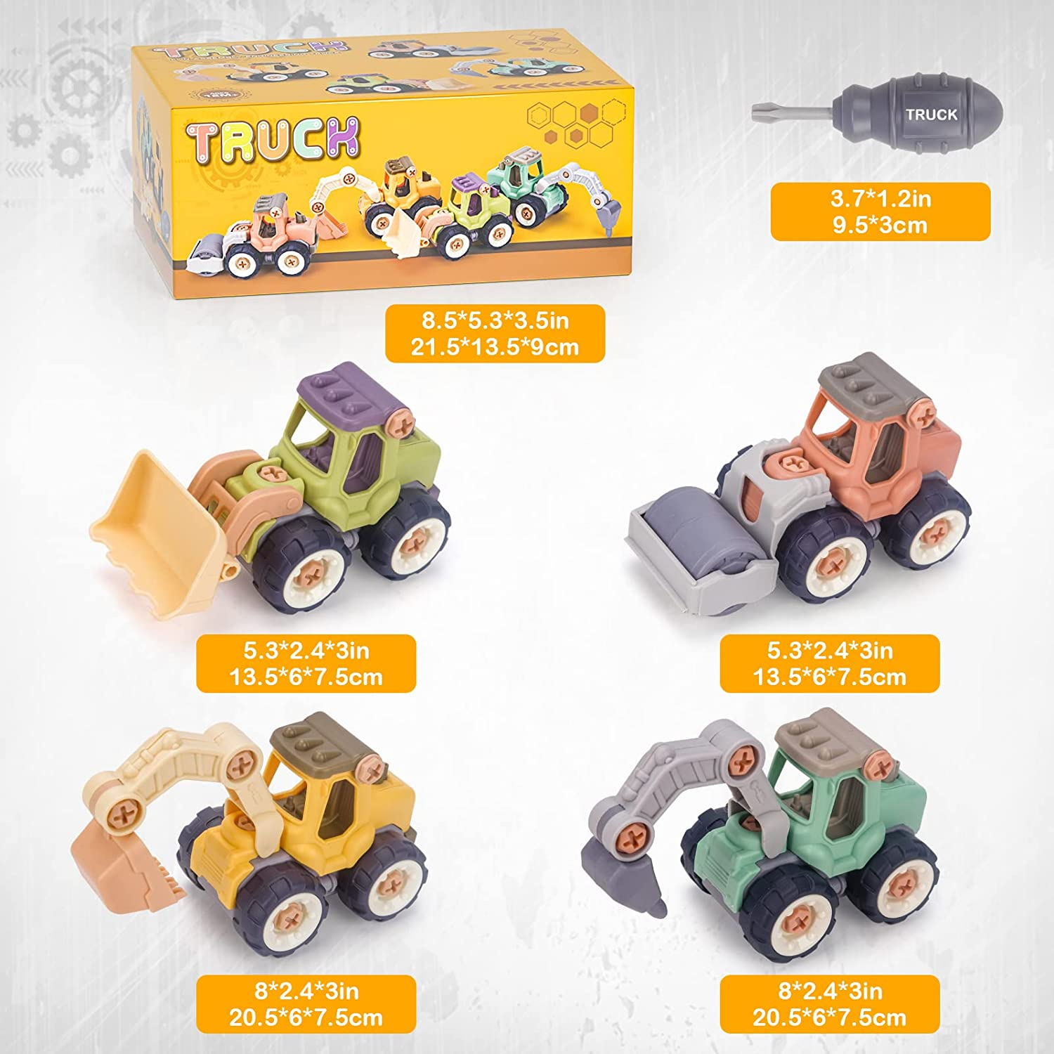 Take Apart Play Vehicles Set 4 PCS for Toddlers - Great Gifts for Boys