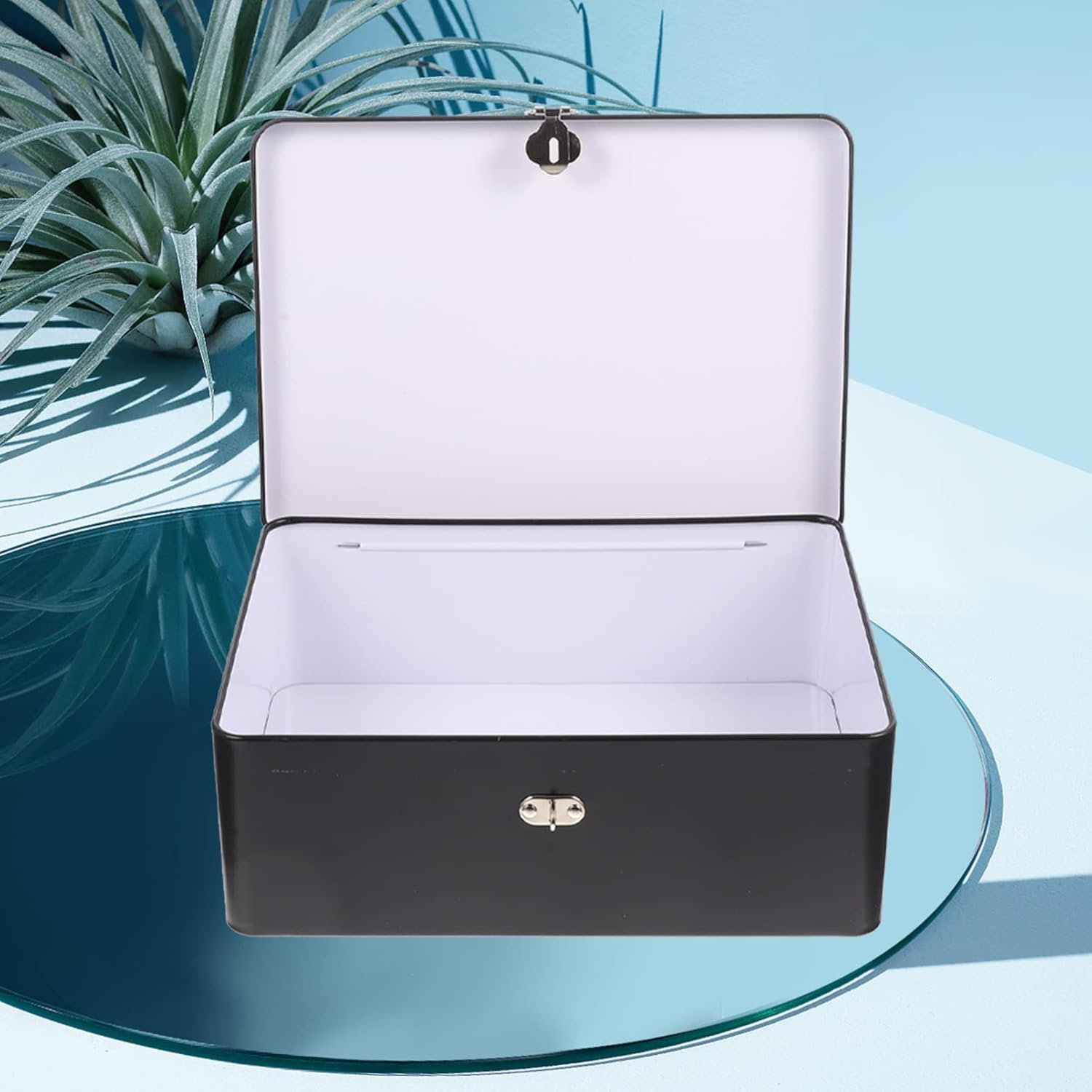 SOLUSTRE Lockable Storage Box Vintage Design Small Lock Box for Keys and Accessories Portable Storage Bin Secure Lock for Desktop Organization Outdoor Key Safe image number 6