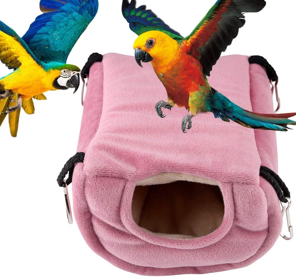 Winter Warm Bird Nest, Windproof Warm Parrot Nest Plush Hammock Hanging Swing Bed Cave for Pet Bird(Large) image number 6