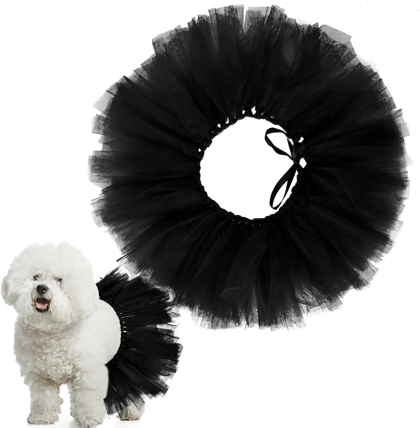 Dog Tutu Tulle Tutu for Dogs Small Large Medium Puppy Dress Ballerina Costume Skirt for Halloween Puppy Cats Bunny Pet Outfit Birthday Wedding Party Photo Prop Supplies(Black)